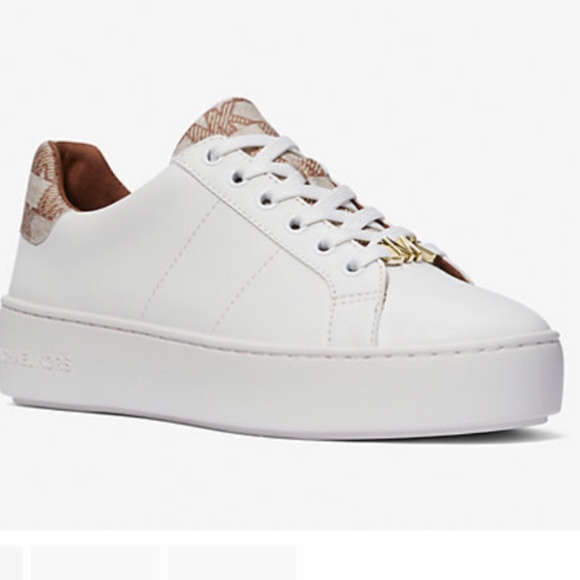 New🤎Michael Kors Women Poppy Logo Trim Sneaker - Picture 3 of 4